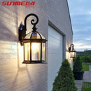 Retro aluminium outdoor wall light for garden and pathway