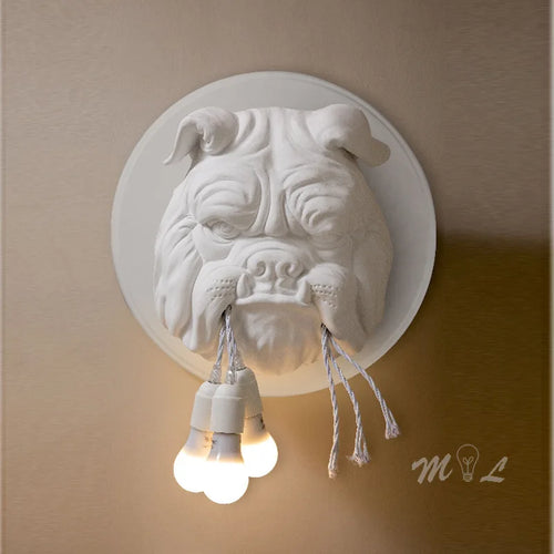 Decorative resin wall light with Nordic dog head design - vue 3 sur 8