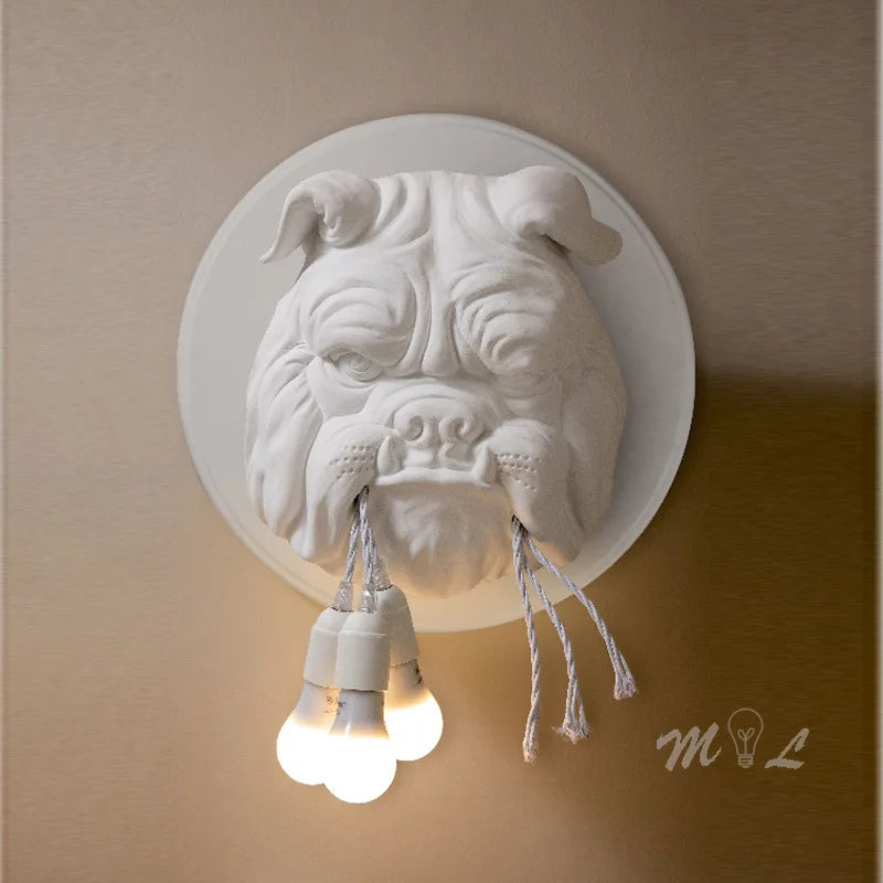 Decorative resin wall light with Nordic dog head design