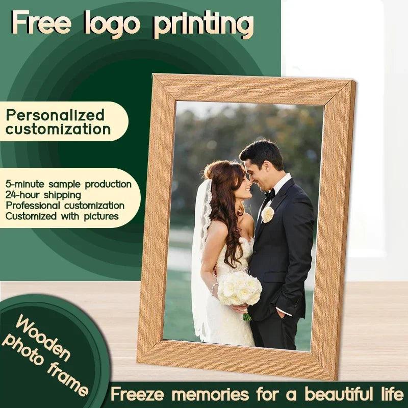Free customized photo printing and frame, high-end solid wood frame production, customized gift for friends, family photo group - vue 2 sur 12