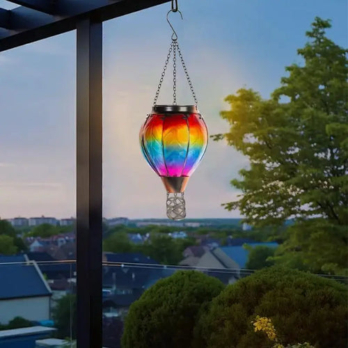 Outdoor solar hot air balloon LED lamp with flickering flame - vue 6 sur 7