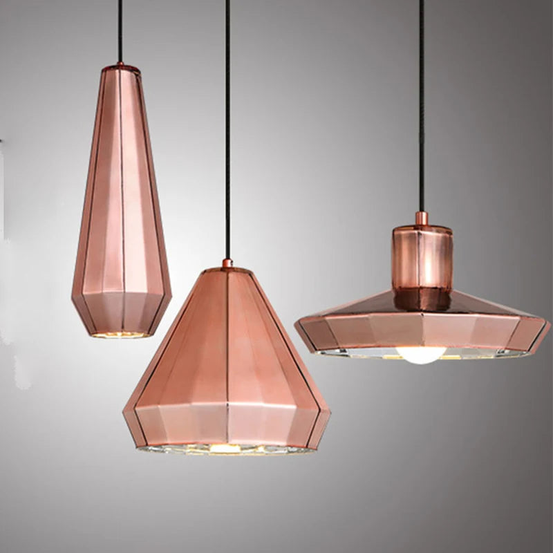 Rose gold glass pendant light for kitchen and restaurant