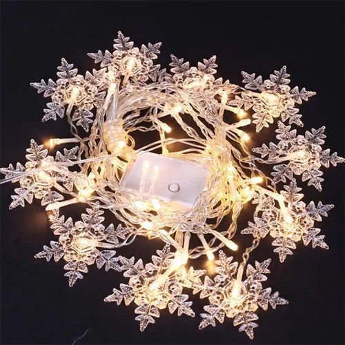 LED snowflake string lights for party and Christmas decorations - vue 6 sur 12