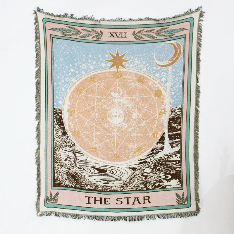 Bohemian pastoral landscape throw for sofa and living room - vue 4 sur 7