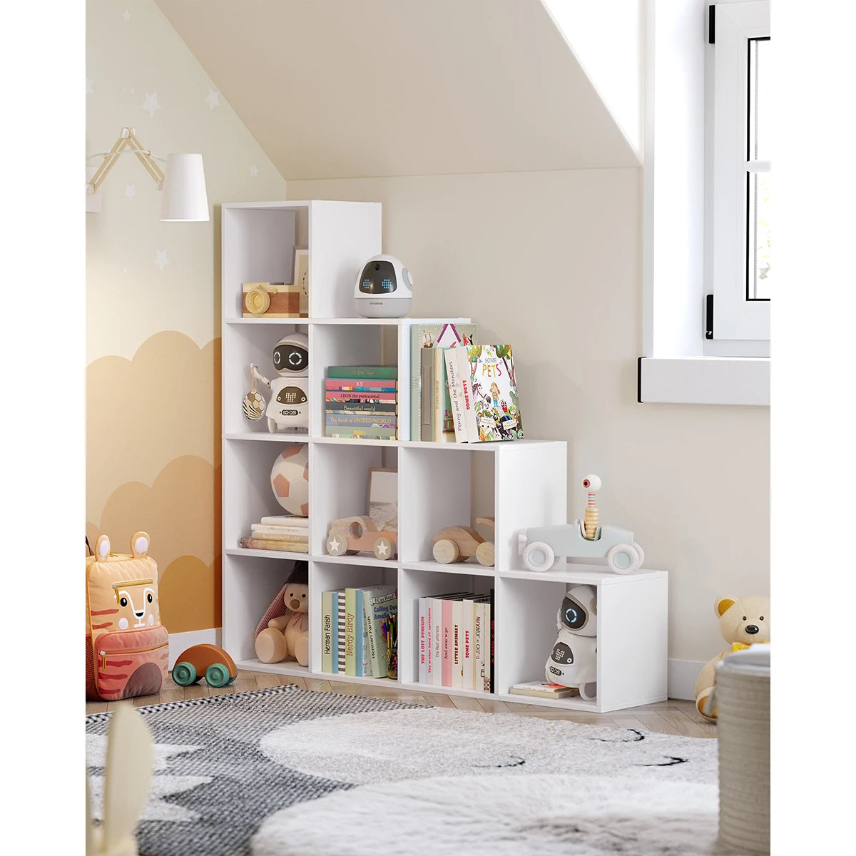VASAGLE 10-Cube Bookcase, Bookshelf with Open Compartments, Storage Organizer for Decorations, Photos, Plants - vue 3 sur 8