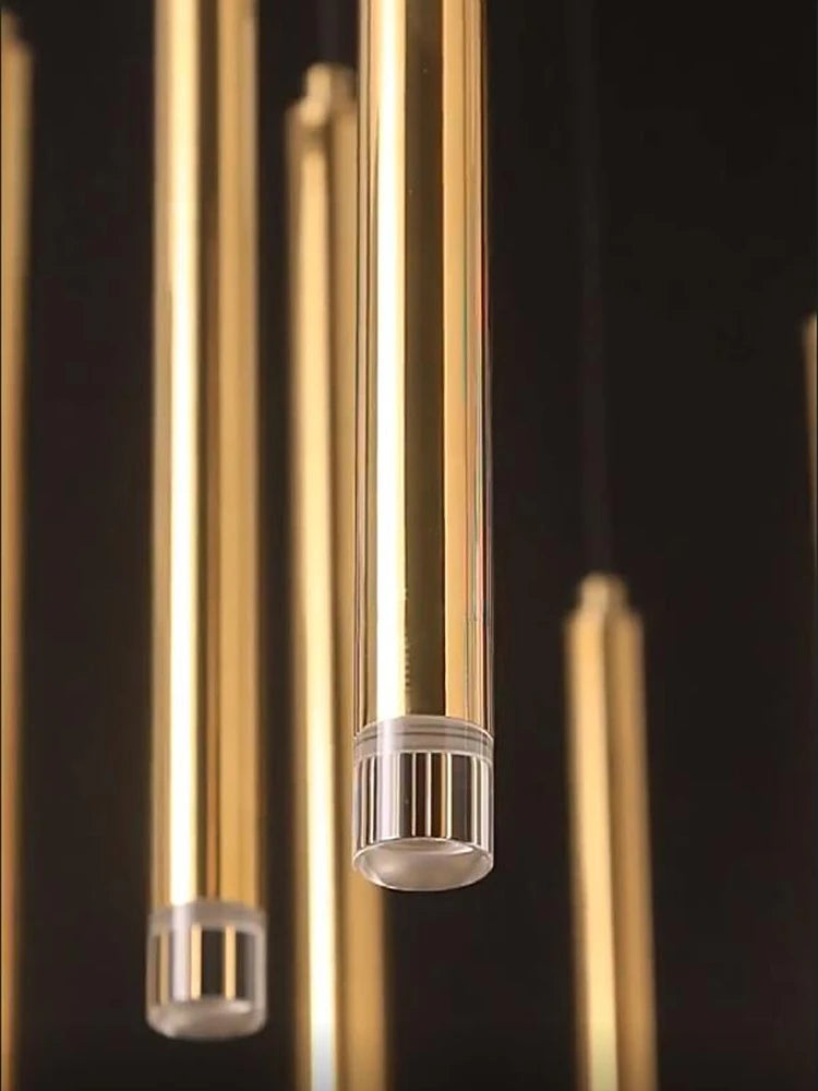 Minimalist postmodern metal LED double loft chandelier indoor lighting - vue 4 sur 17
