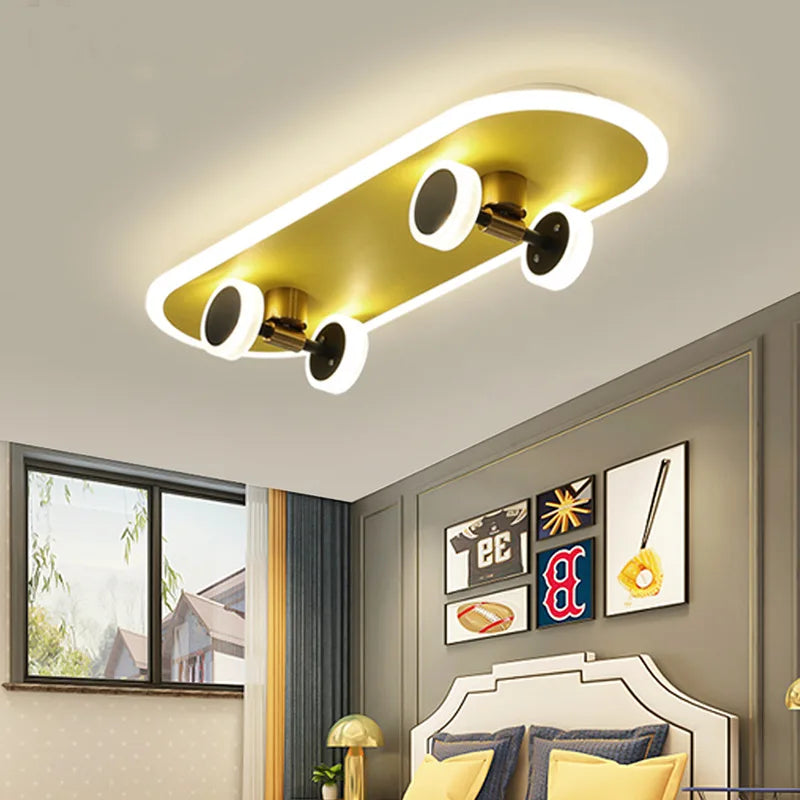 Dimmable skateboard ceiling light for children's bedroom