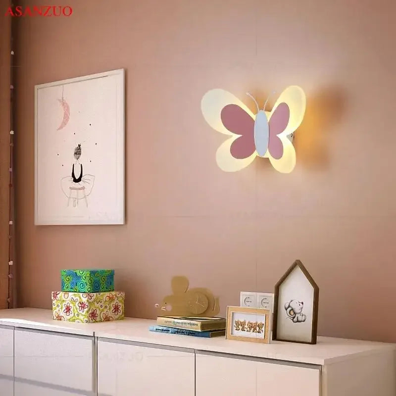 Decorative LED butterfly wall light for children's bedroom