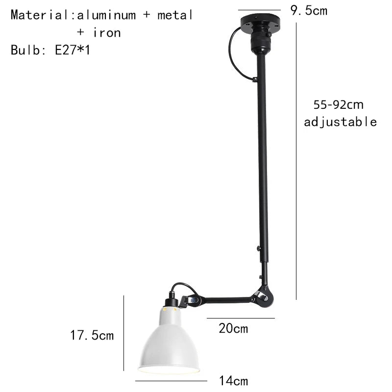 Retro American style chandelier with adjustable length lampshade - vue 15 sur 21