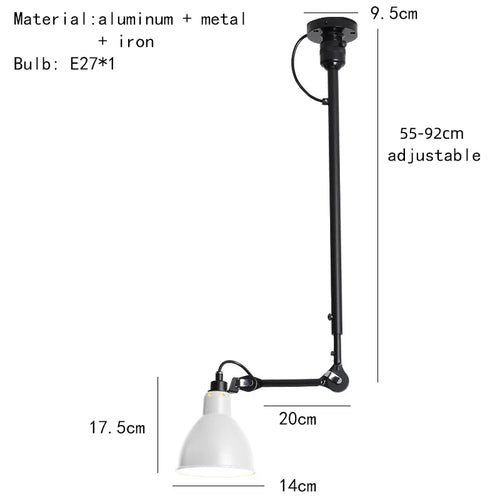 Retro American style chandelier with adjustable lampshade for reading light - vue 15 sur 21