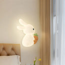 Children's wall light with bunny, carrot and cloud design