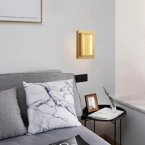 Rectangular copper LED wall light for hotel - vue 4 sur 8