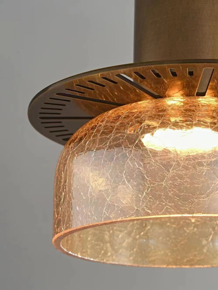 Retro American style cracked glass pendant light for interiors - vue 5 sur 12