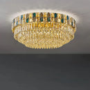 Art Deco crystal gold and stainless steel LED ceiling light