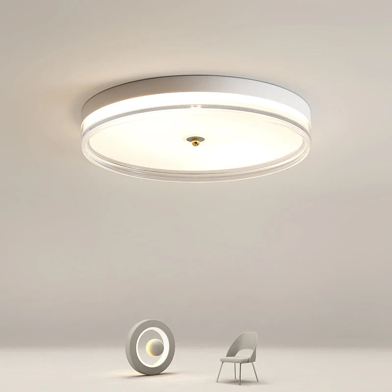 Modern round LED ceiling light with remote control minimalist design