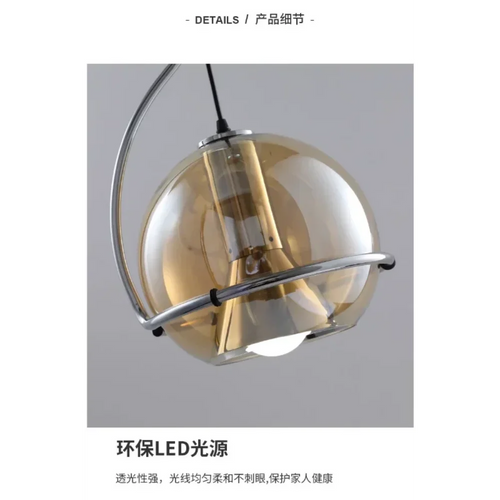 Nordic retro glass ball chandelier for restaurants and cafes - vue 7 sur 8