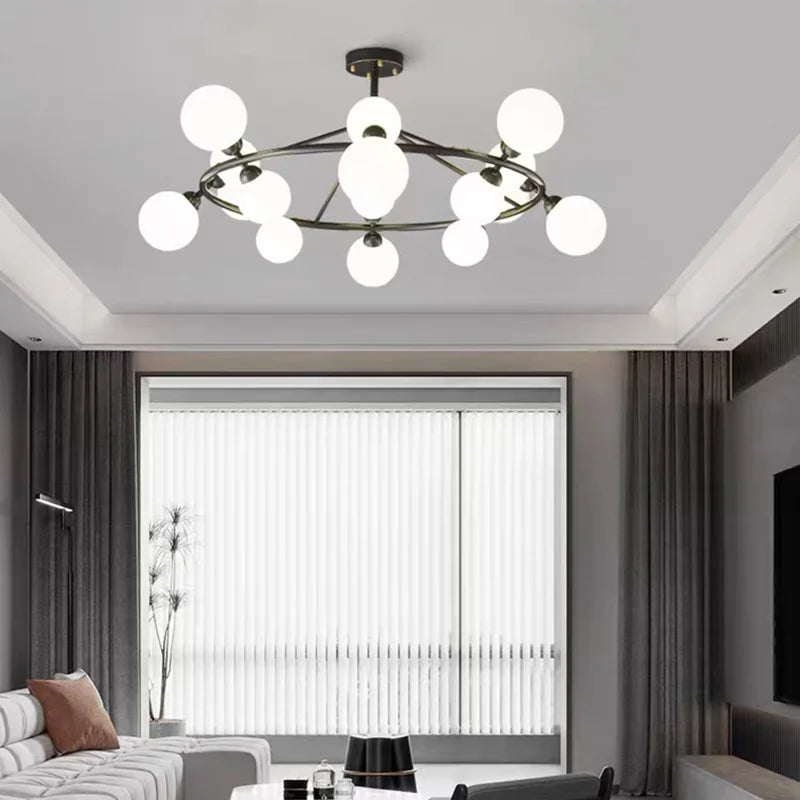Modern acrylic and black gold brass chandelier for indoor lighting