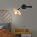 Rotating wooden wall light with adjustable swing arm