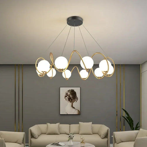 French style pendant light with gold trim and eye protection - vue 2 sur 8