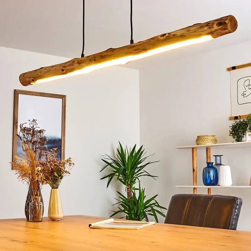 Minimalist Japanese style wooden pendant light for interior decoration