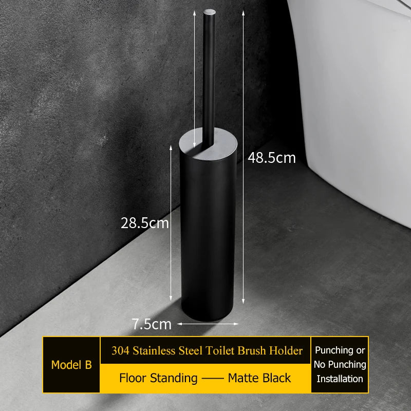 Wall-mounted stainless steel toilet brush holder for bathroom - vue 13 sur 14