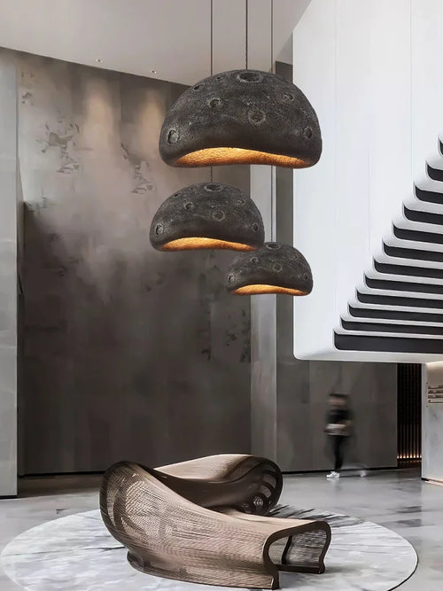 Minimalist wabi-sabi LED chandelier for loft and cafe decor - vue 4 sur 9