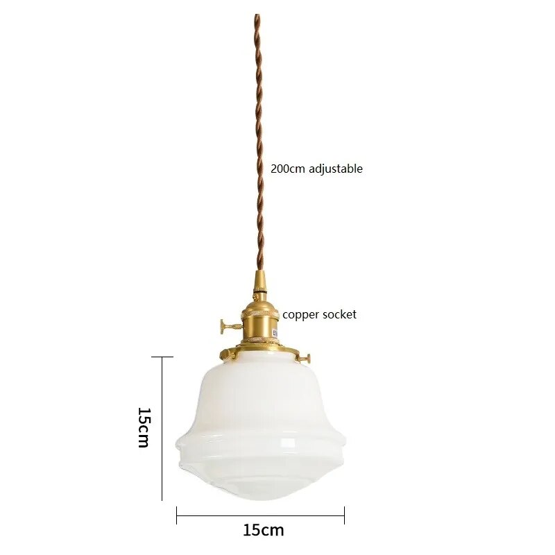 Milky white glass LED pendant light - vue 14 sur 30