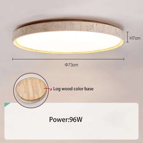 Led ceiling light stone downlight surface mounted retro walnut wood effect for bedroom or living room - vue 12 sur 13