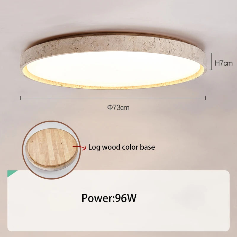 Led ceiling light stone downlight surface mounted retro walnut wood effect for bedroom or living room - vue 11 sur 13