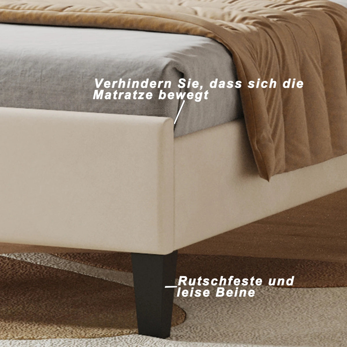 Youth Bed, Upholstered Bed, Skin-friendly Velvet Fabric, With Solid Flower-shaped Headboard and Slatted Frame, 90 x 200 cm - vue 6 sur 8