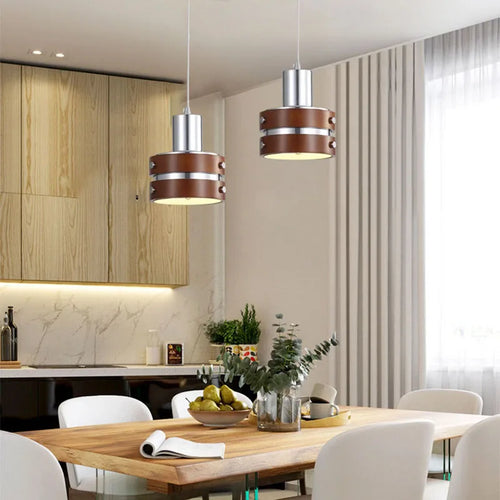 Creative pendant light in chrome wood and metal for interiors - vue 2 sur 8