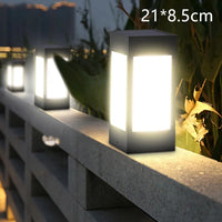 LED square post pillar solar light with remote control, waterproof vintage garden lamp
