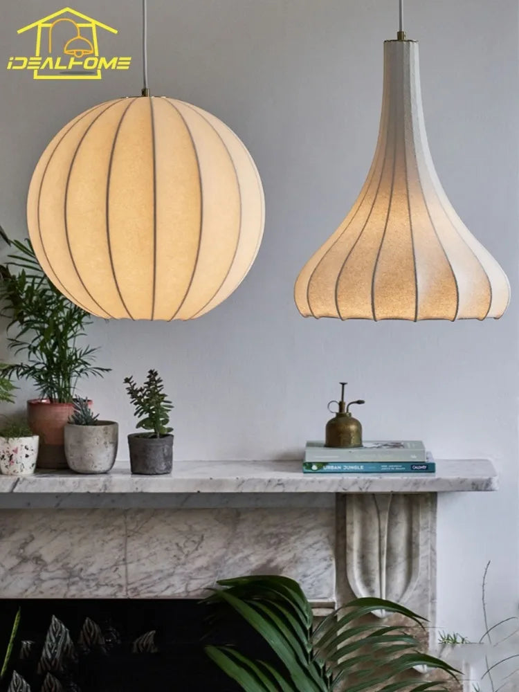 Modern nordic wabi sabi silk pendant light for interiors