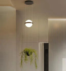 Modern glass LED pendant lamp with flower pot