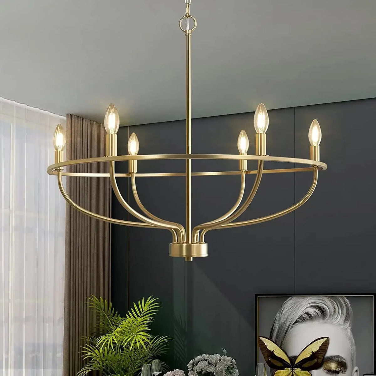 Retro industrial LED ring chandelier decorfixtures