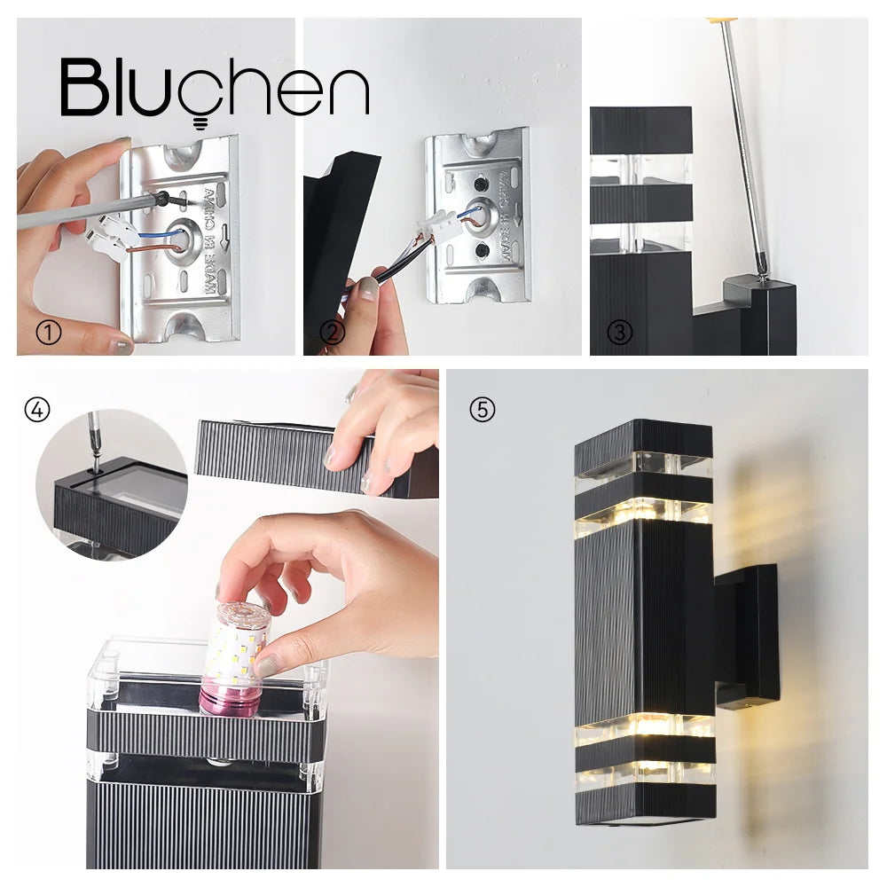 Waterproof outdoor LED wall light for garden and porch - vue 5 sur 7