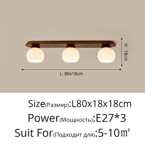 Nordic log pendant light Japanese tatami solid wood ceiling lamp - vue 12 sur 14