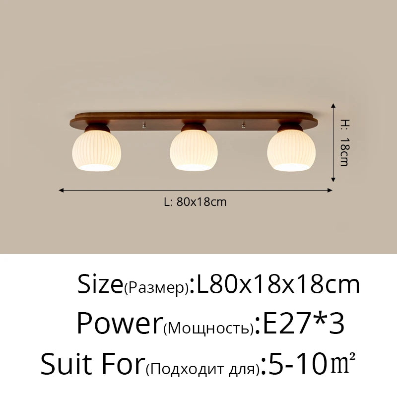 Nordic log pendant light Japanese tatami solid wood ceiling lamp - vue 12 sur 14
