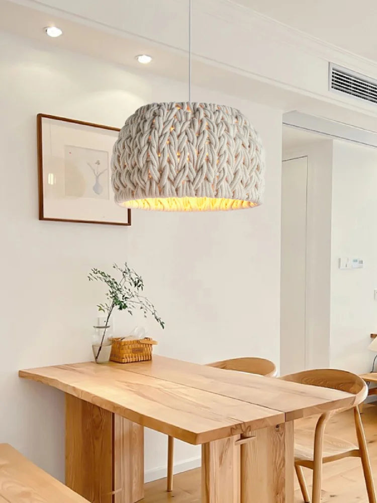 Nordic hand-woven rope chandelier for indoor lighting