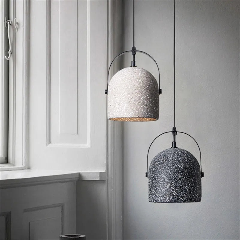 Industrial terrazzo concrete pendant light for interiors
