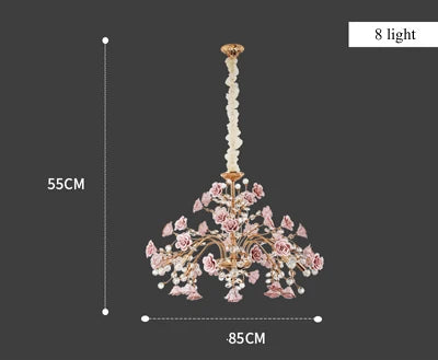Ceramic crystal porcelain chandelier LED lamp for indoor use - vue 9 sur 9