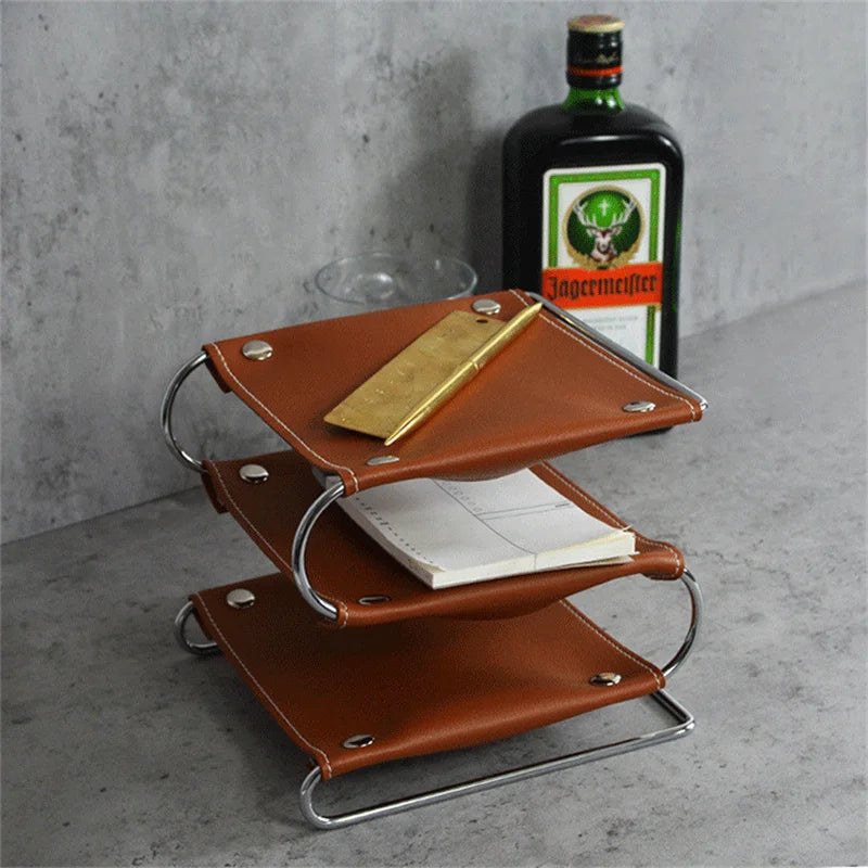 Leather tray for cosmetics and jewellery storage
