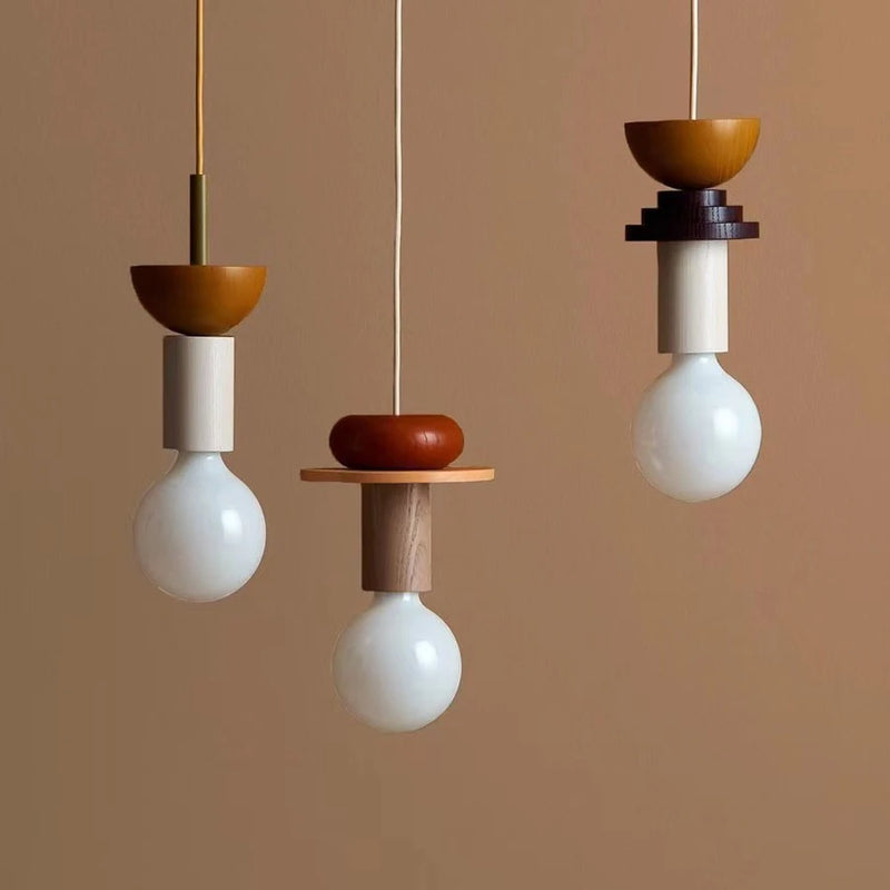 Modern wood LED pendant light for kitchen, Nordic home decor, restaurant ceiling and bedroom