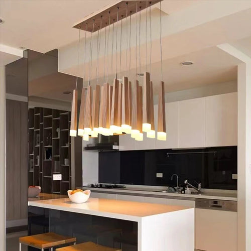 Modern wooden pendant chandelier for every space - vue 3 sur 14