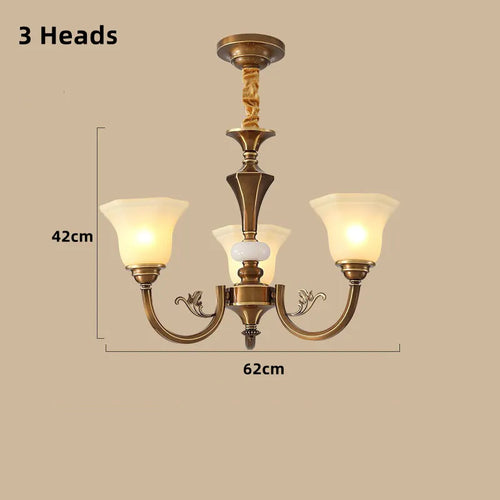 Vintage copper chandelier with frosted glass lampshade - vue 18 sur 20