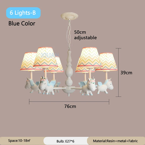 lustre licorne dessin animé pour chambre d'enfant suspendu - vue 25 sur 24