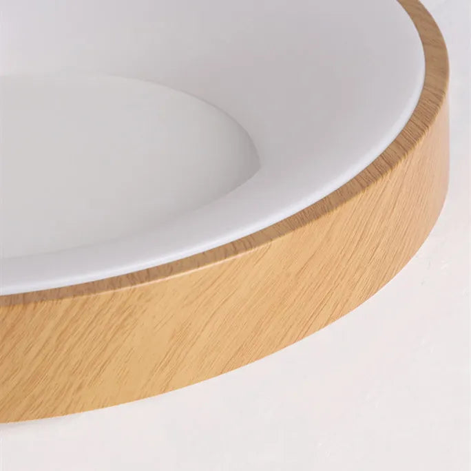 Ultra-slim round wood grain LED ceiling light - vue 6 sur 16