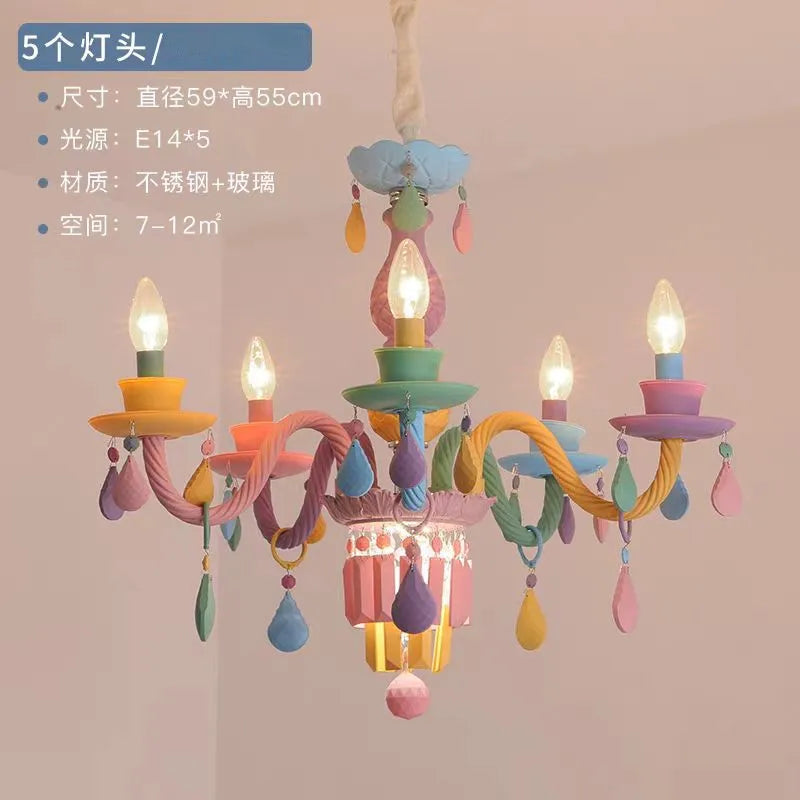 Kawaii crystal rainbow chandelier for children's bedroom decor