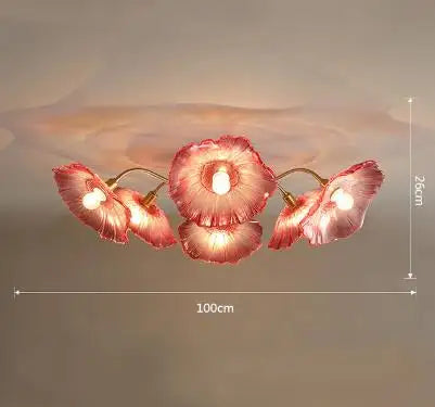 lustre moderne en verre en forme de fleur de lotus avec led - vue 12 sur 14
