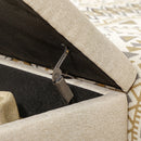 linen upholstered storage bench with practical and elegant folding cover